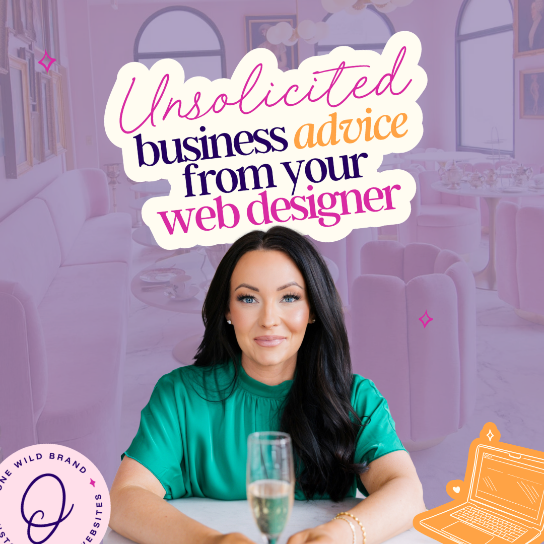 Amanda DeMoura or One Wild Brand sitting at table with a caption that reads Unsolicited Business from Your Website Designer