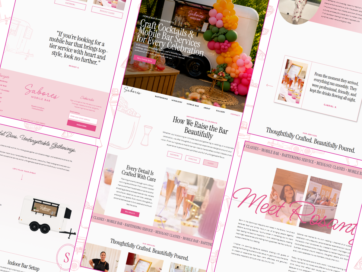 Website still frames for a mobile mar business with lots of color and personality